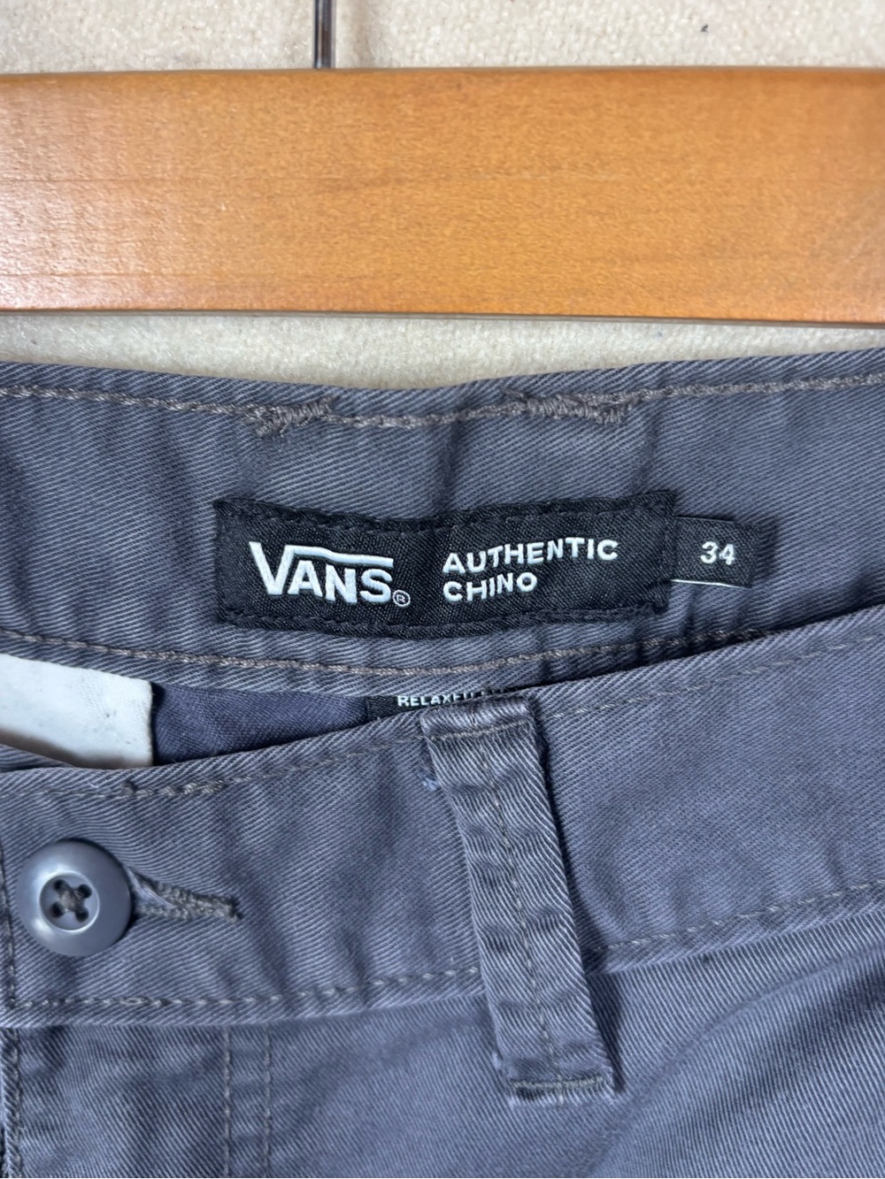 Vans Authentic Chino Shorts Men’s Size 34 Gray Relaxed Fit Stretch Casual Skate - Picture 5 of 11